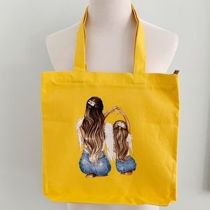 Super cute Mammy and Girl yellow tote bag